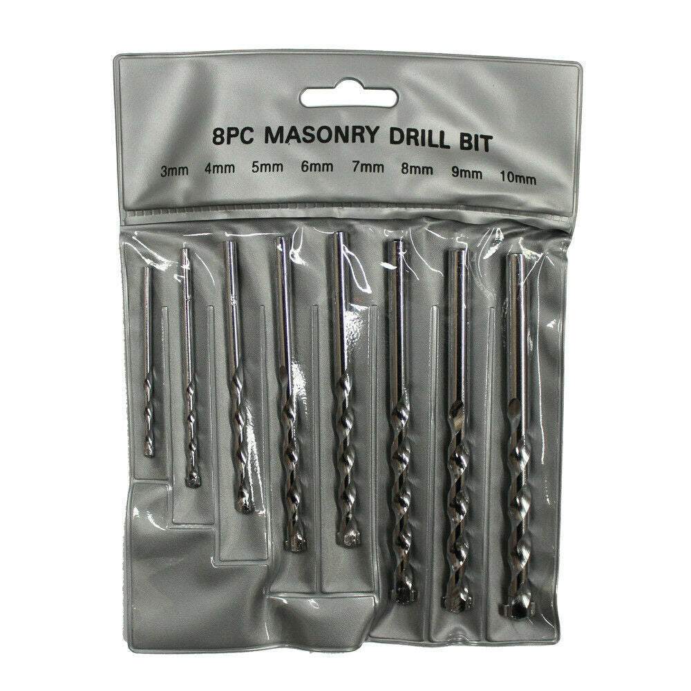 Masonry Drill Bit Set 3-10mm 8pcs Carbide Tip Brick Wall Concrete Building Work