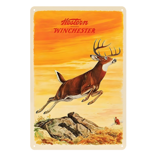 Winchester Western Elk Rustic Metal Sign Vintage Tin Decorative Bar