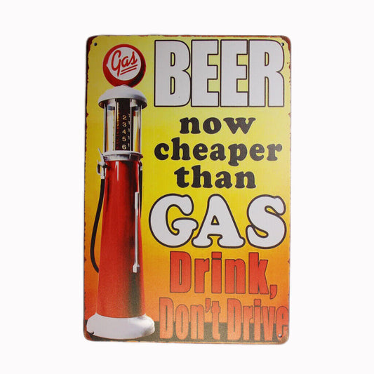 Tin Sign Beer Gas Drink Drive Sprint Drink Bar Whisky Rustic Look