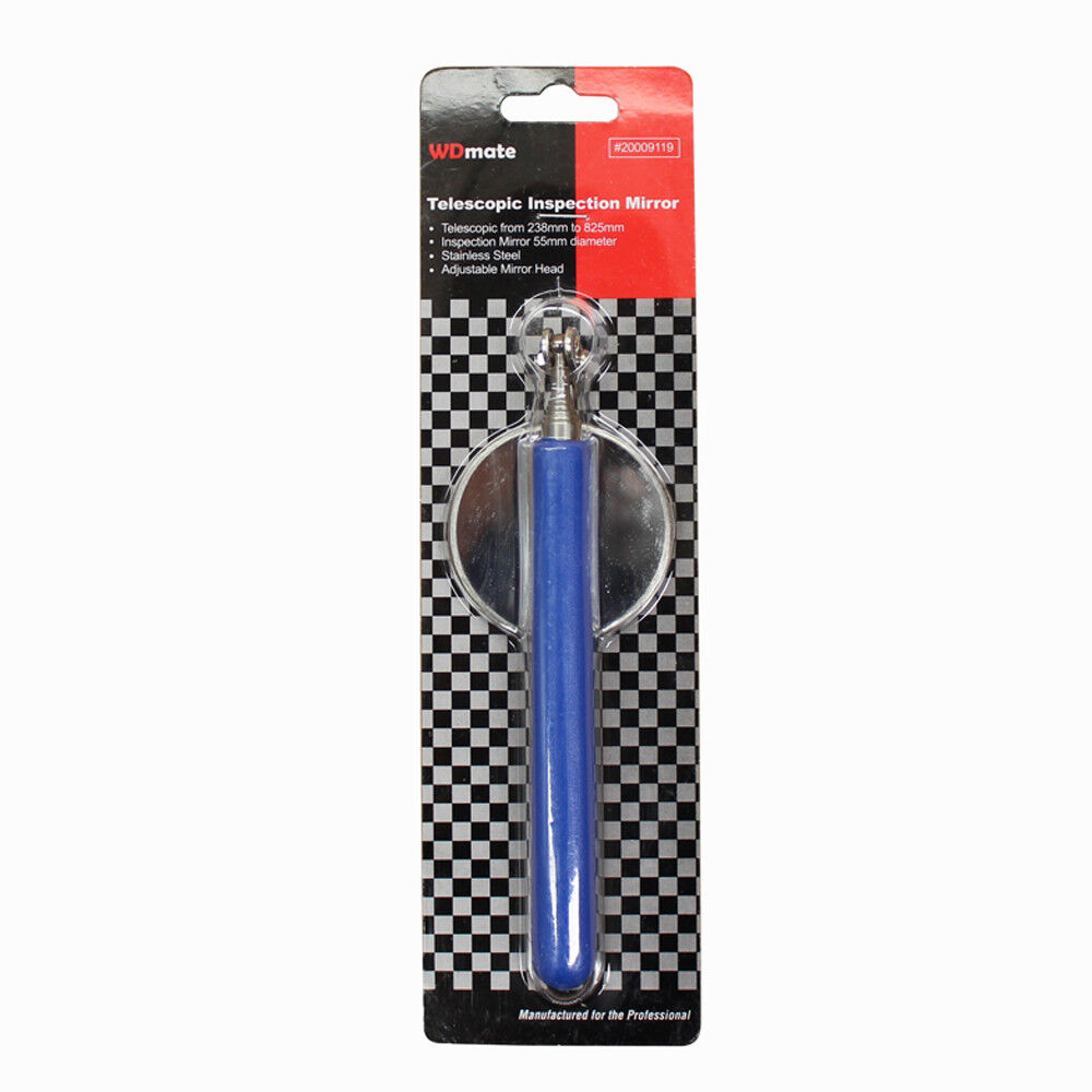 Telescopic Inspection Mirror 55mm Round Hand Ext Length 238-825mm Garage Ss Pro