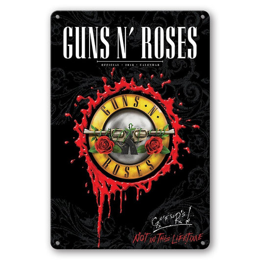 2x Tin Sign Guns N' Roses Not In This Lifetime Decorative Wall Art Rustic Look