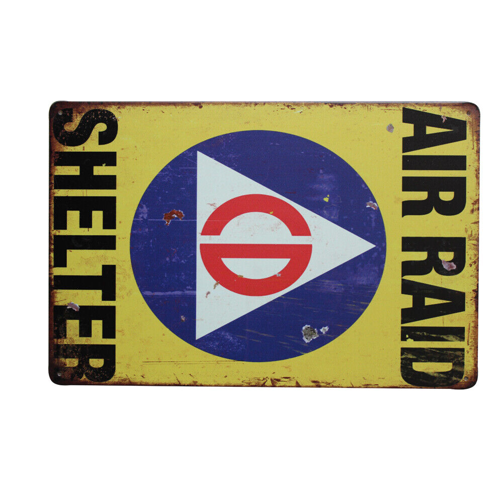 Tin Sign Vintage Retro Reproduction Air Raid Shelter Warning