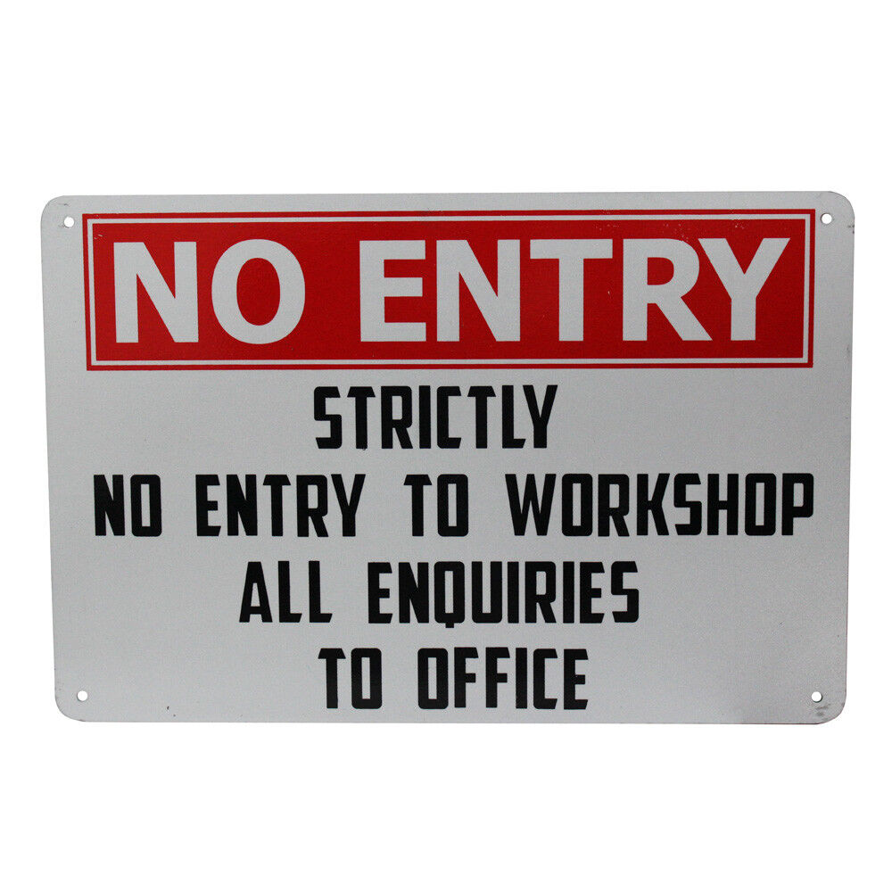 Warning Security Sign No Entry Workshop Inquires Office 200x300mm Metal Outdoor