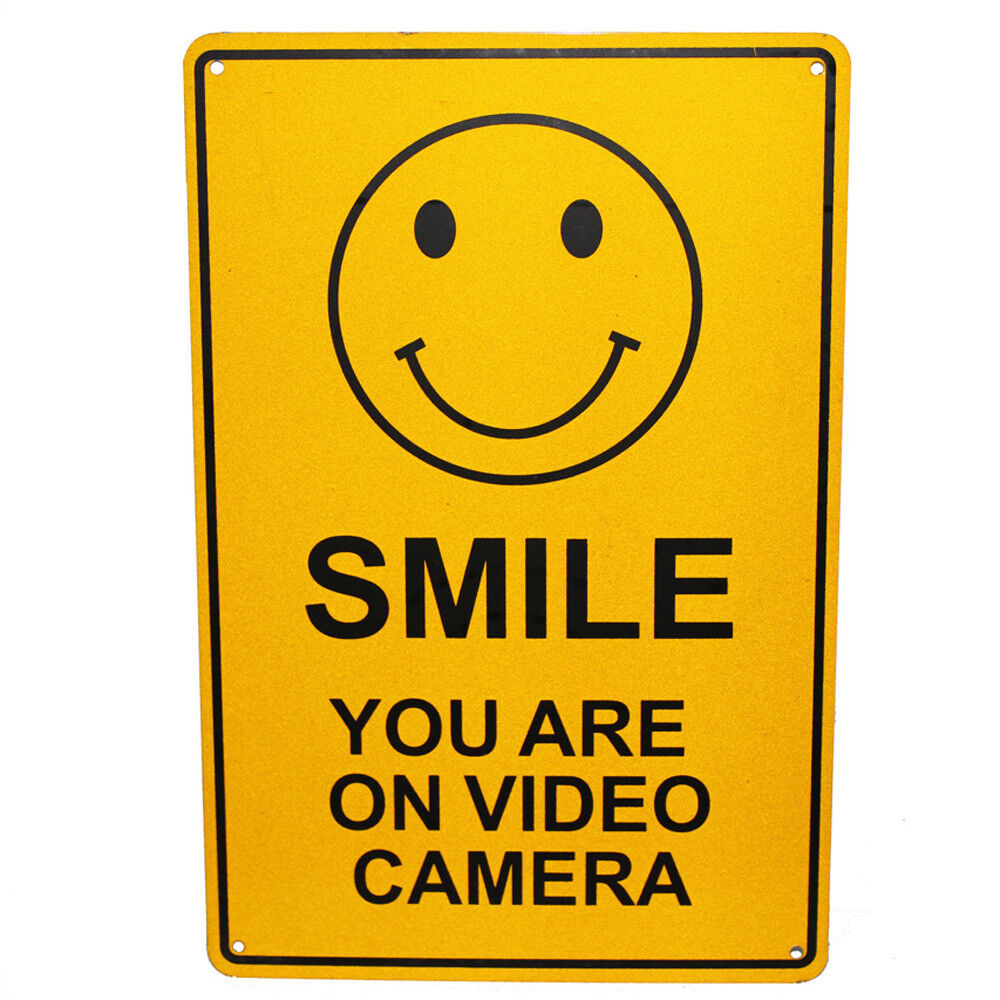 Surveillance Sign Smile You're On Video Camera Cctv 200x300mm Metal Best Quality