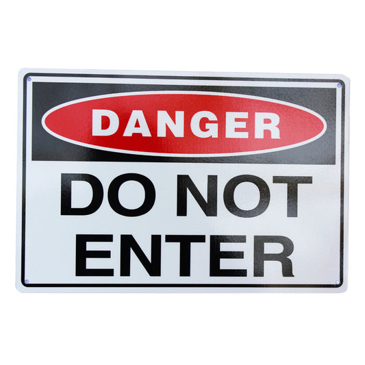 3x Warning Notice Danger No Not Enter 300x200mm Metal Sign Private Workshop