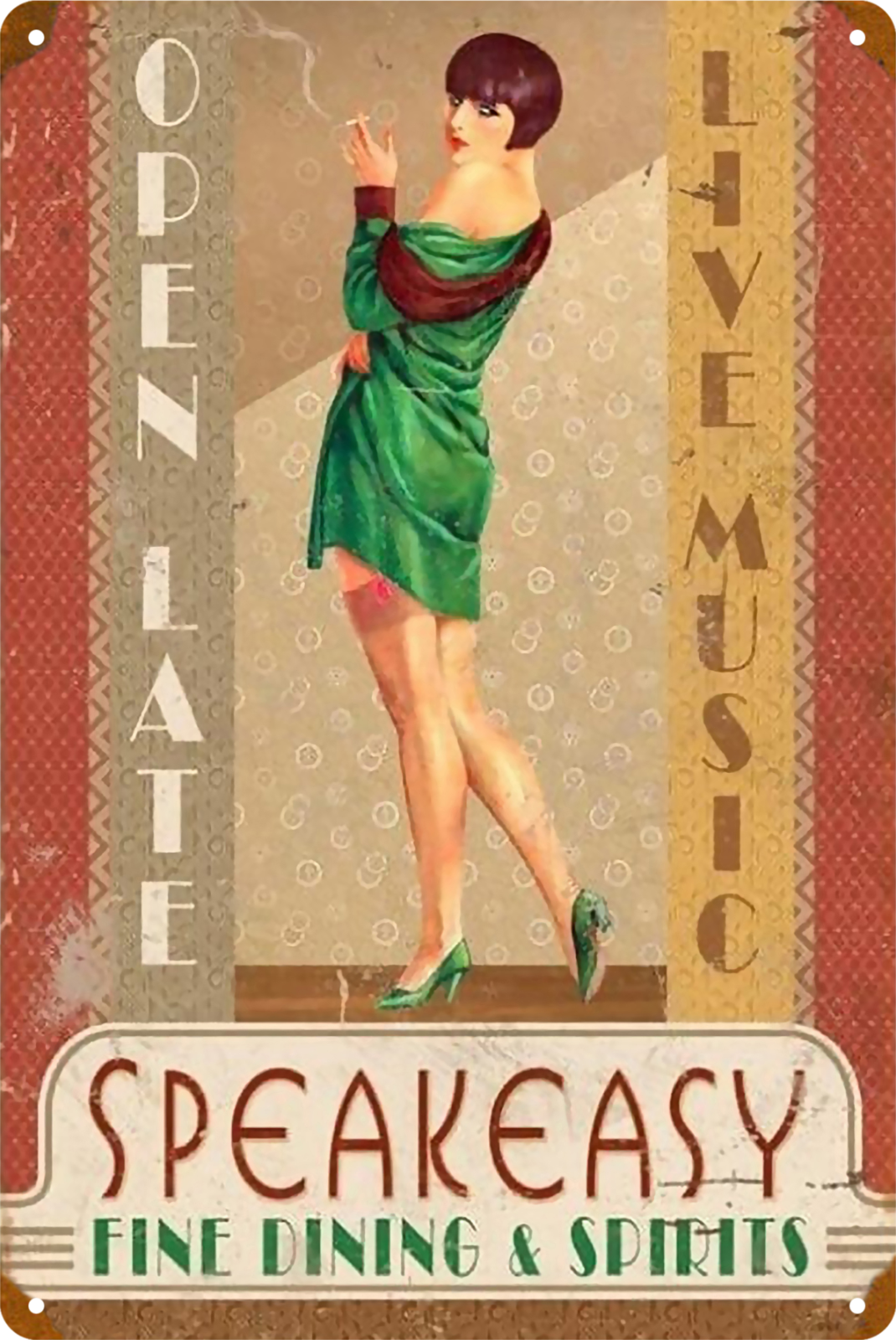 Pip Up Sexy Lady Speak Easy Live Music Tin Sign Rustic Vintage 20x30cm