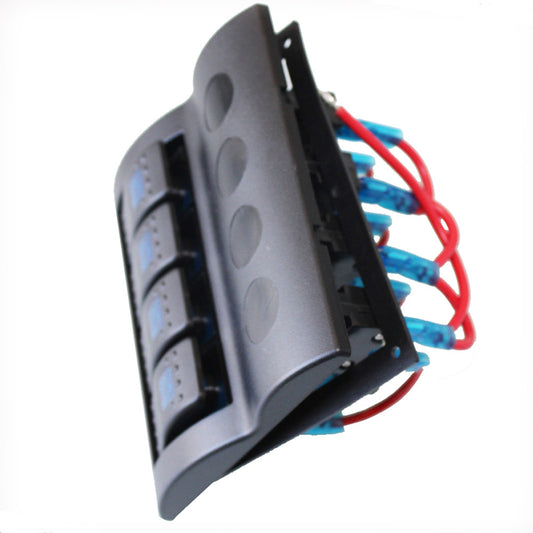 Marine Boat Rocker Switch Panel 4 Gang Blue 12/24dc 4 Breaker 11.5/23a Ip66