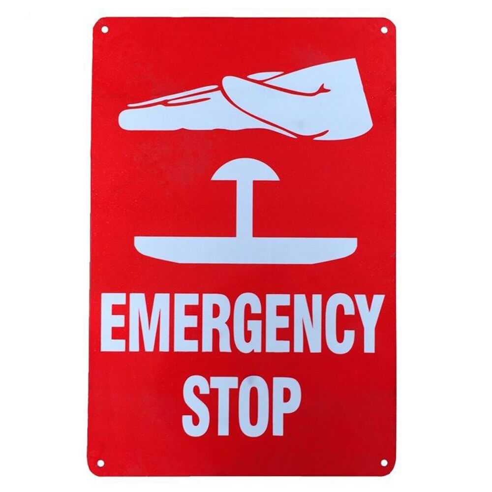 Emergency Control Sign Warning Sign Emergency Stop 200x300mm Metal Safety Control Notice Fact ...