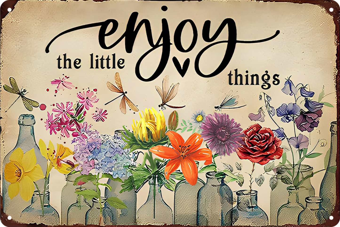 Enjoy The Little Things Tin Sign Rustic Look  Retro 20x30cm