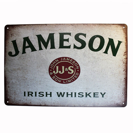 Tin Sign Jameson Irish Whiskey  Sprint Drink Bar Whisky Rustic Look