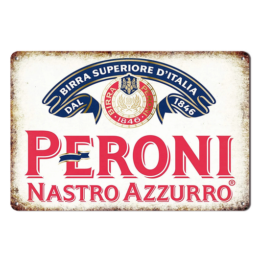 Peroni Nastro Azzurro Beer Tin Metal Sign Rustic Look Vintage Man Cave