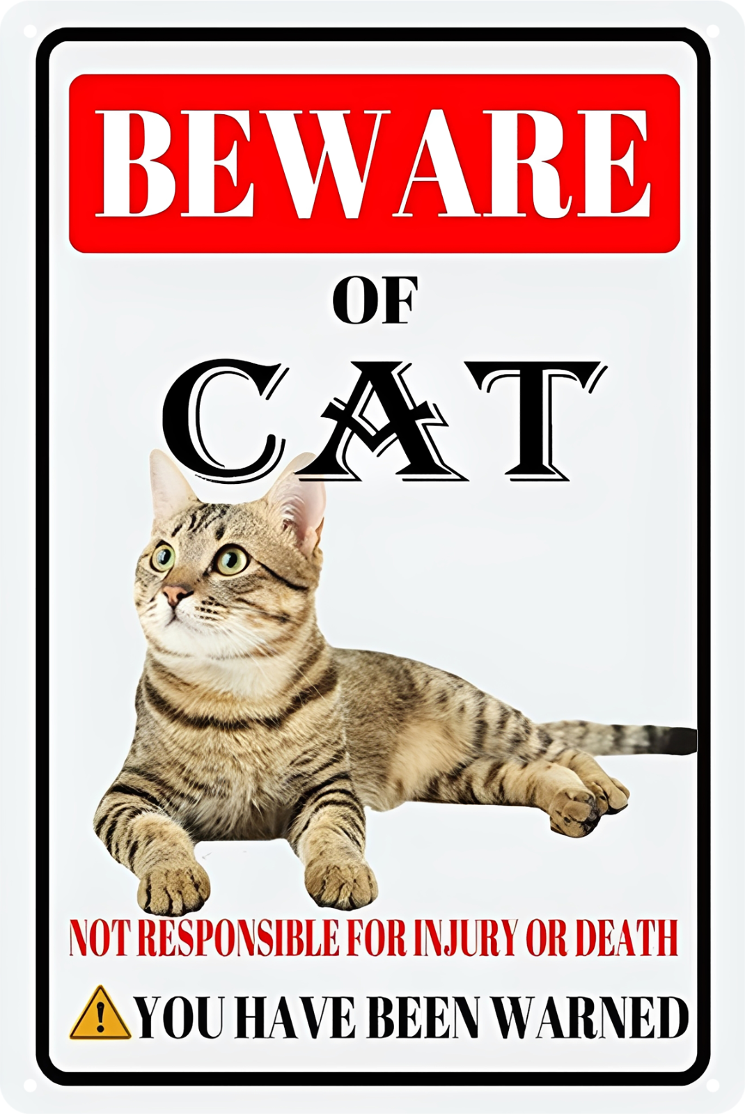 Beware Of Cat You Have Been Warned Tin Sign Rustic Vintage Retro 20x30cm
