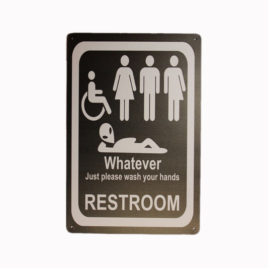 Tin Sign Whatever Restroom Sprint Drink Bar Whisky Rustic Look