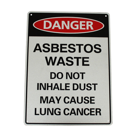 Warning Danger Asbestos Waste No Not Inhale Dust Sign 300*200mm Metal Security