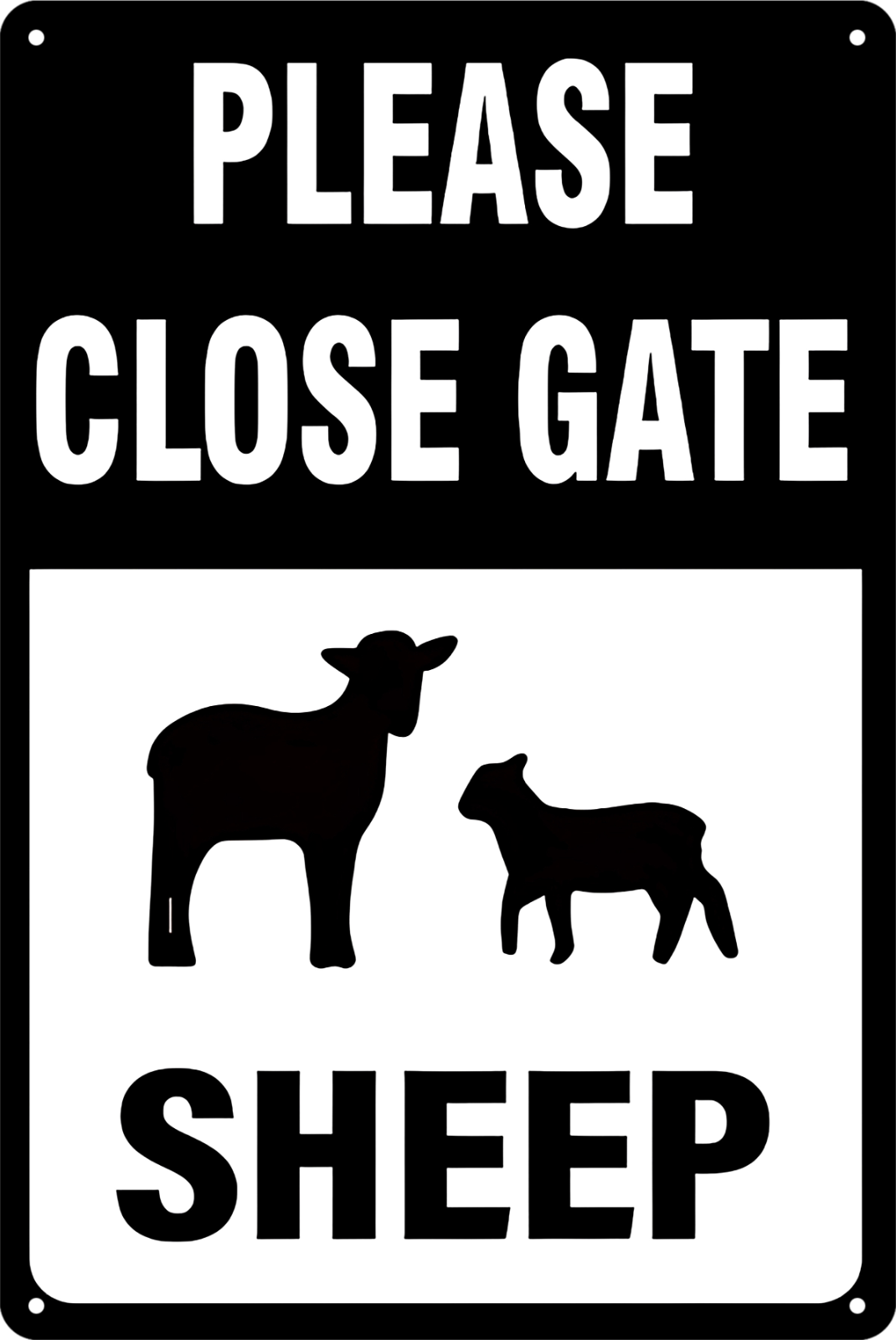 Please Close Gate Sheep Tin Sign Rustic Look  Retro 20x30cm