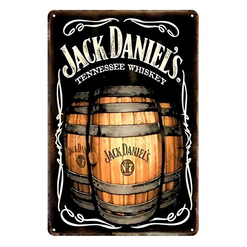 Tin Metal Sign Jack Daniel's Tennessee Whiskey 20x30cm Rustic Look Vintage