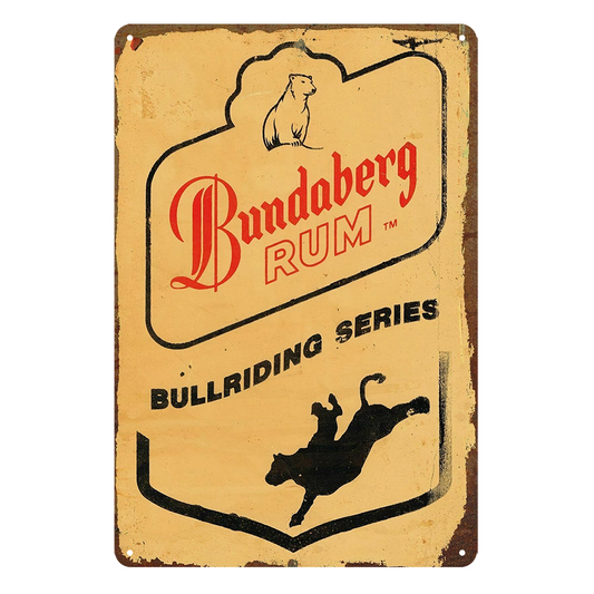Bundaberg Rum Bullriding Rustic Metal Sign Vintage Tin Shed Garage Bar