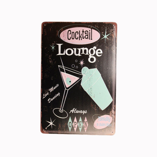 Tin Sign Lounge Cocktail Sprint Drink Bar Whisky Rustic Look