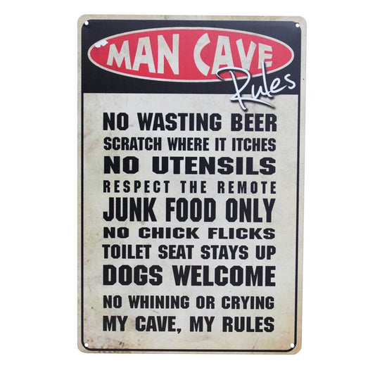 Warning Tin Sign 200*300mm Man Cave?my Cave My Rules Workshop Private