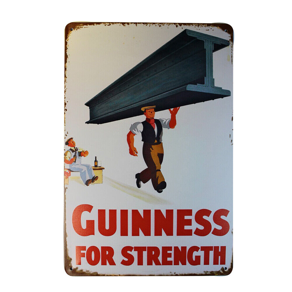 Tin Sign Guinness Strength Sprint Drink Bar Whisky Rustic Look