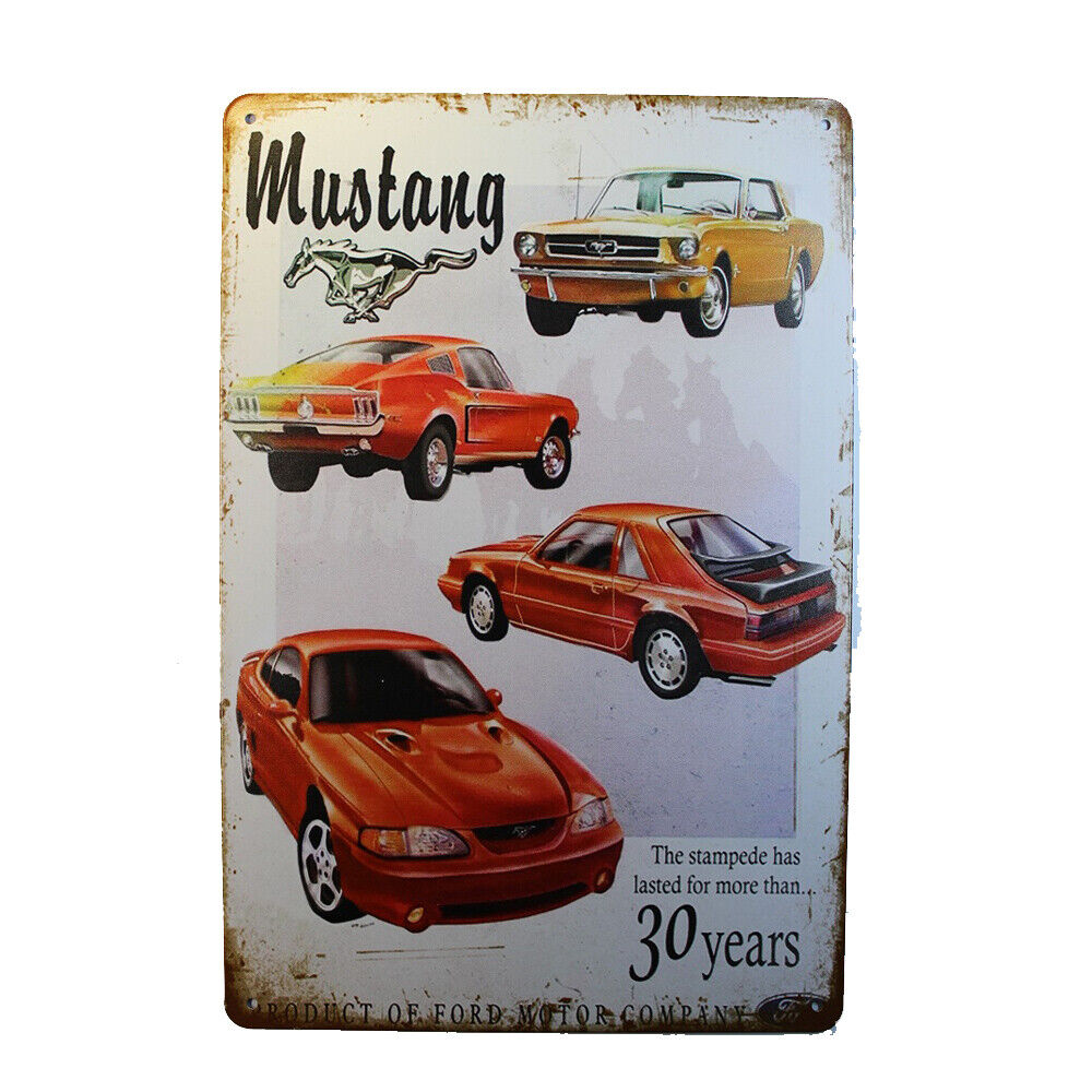 Tin Sign Mustang 30yaears  Sprint Drink Bar Whisky Rustic Look