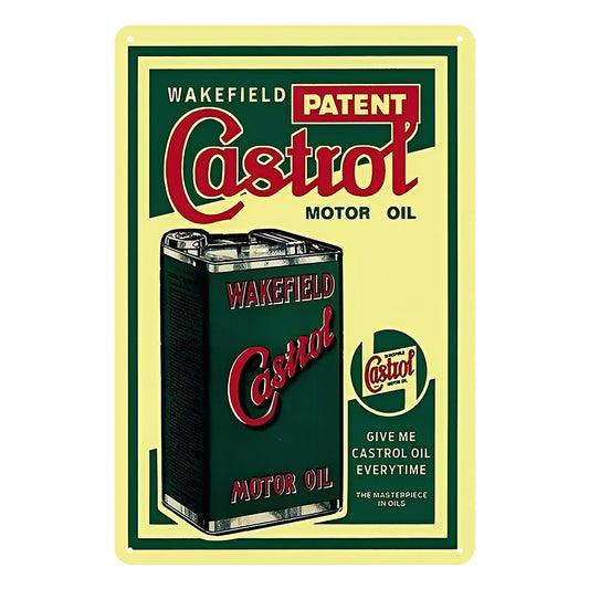 Castrol Motor Oil Wakefield Patent Car Tin Sign Vintage