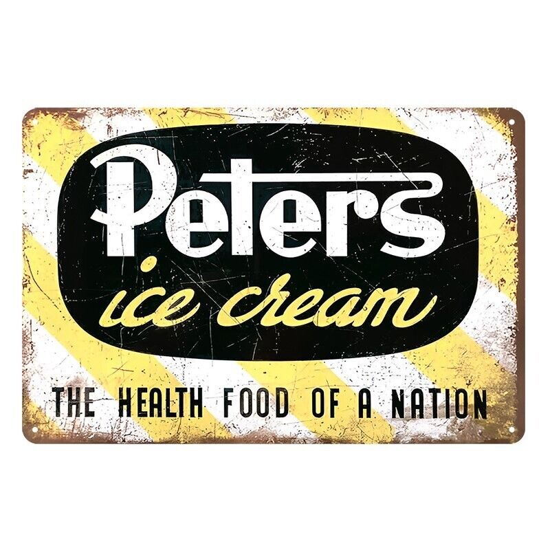 Tin Metal Sign Peter Ice Cream Health Food Of Nation 20x30cm Rustic Look Vintage