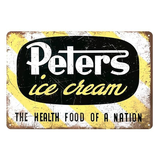 Tin Metal Sign Peter Ice Cream Health Food Of Nation 20x30cm Rustic Look Vintage