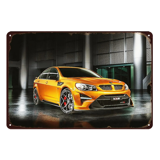 Gtr Sport Car Holden Rustic Metal Sign Vintage Tin Decorative Bar