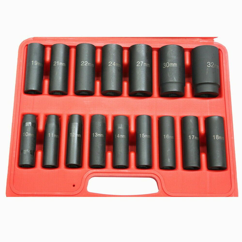 1/2 Dr.17pc Impact Deep Socket Set 10-32mm  H78 Car Garage Mechanic Kit Dodoyee