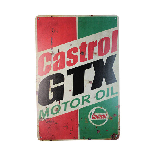 Tin Sign Castrol Gtx Motor Oil  Sprint Drink Bar Whisky Rustic Look