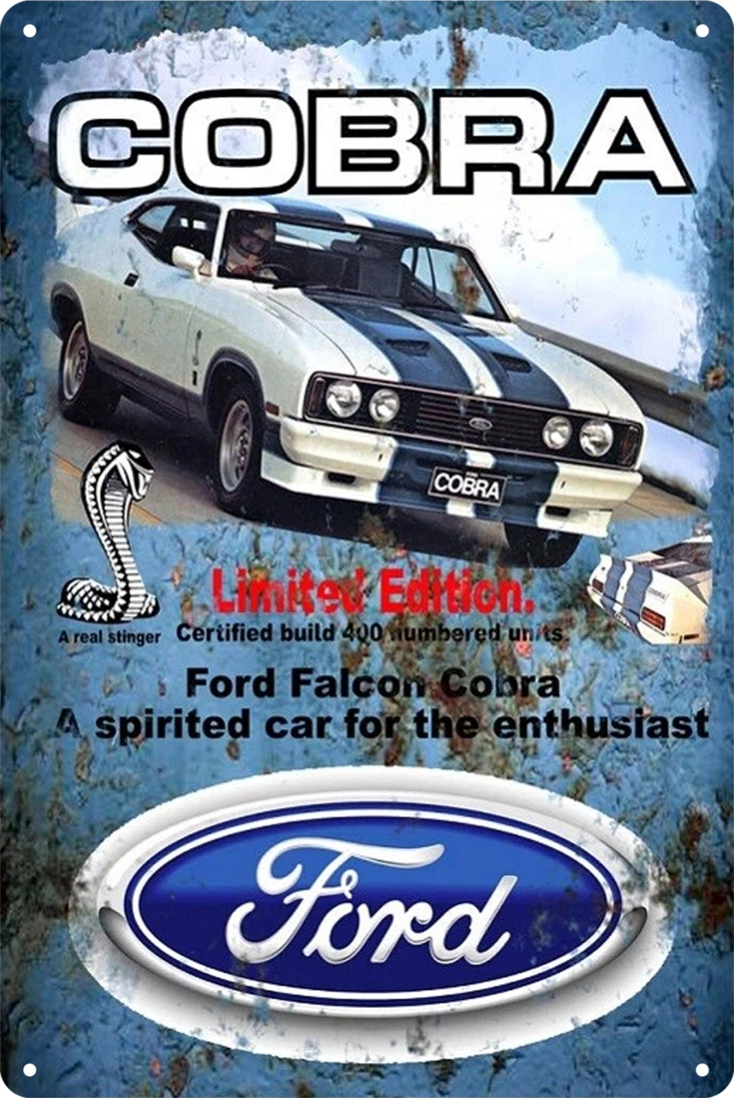 Ford Cobra Falcon Car Tin Sign Rustic Look Vintage Retro 20x30cm