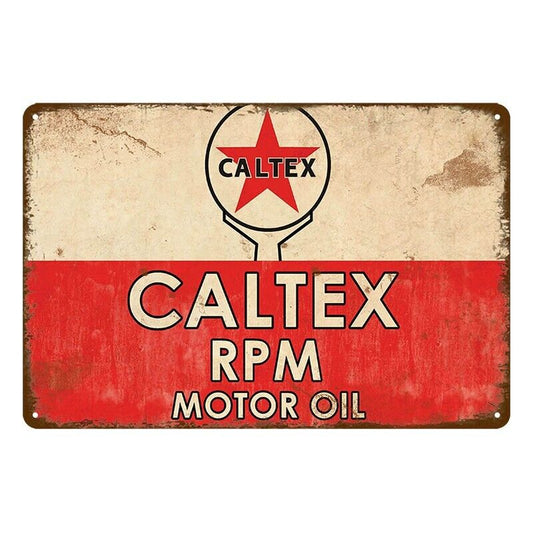 Tin Metal Sign Caltex Rpm Motor Oil Car 20x30cm Rustic Vintage