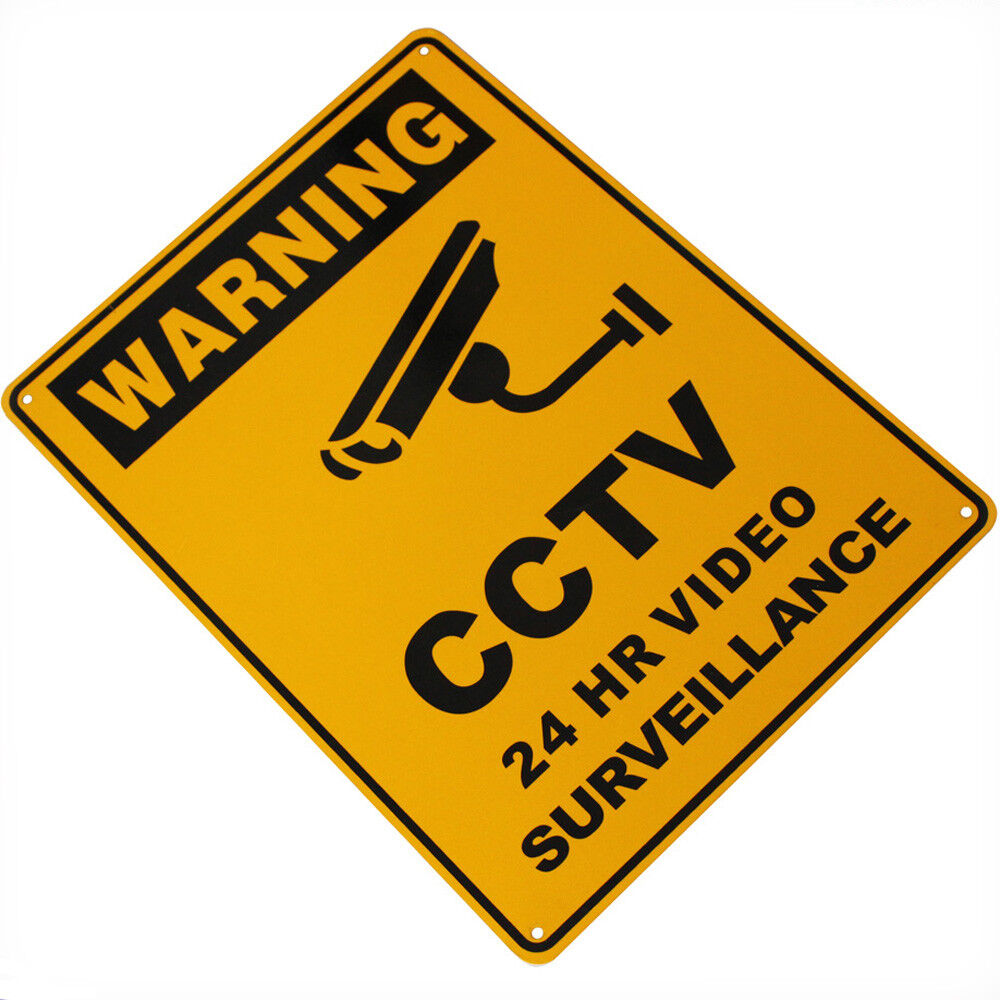 Warning Sign Metal Security Camera Cctv 300x200mm Under 24h Surveillance Outdoor