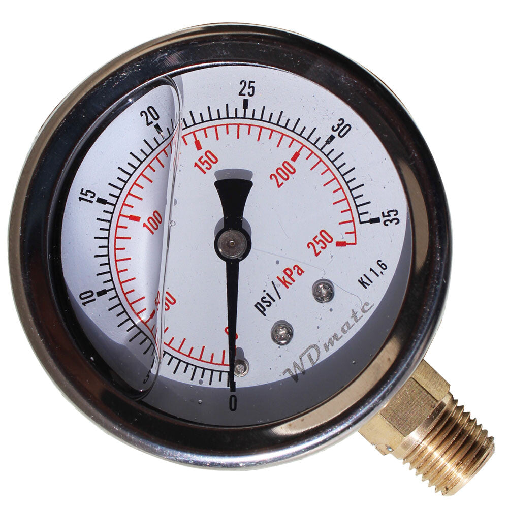 Liquid Oil Filled Pressure Gauge 63mm 2.5”35psi 250kpa 1/4″bspt  Fuel Air Meter