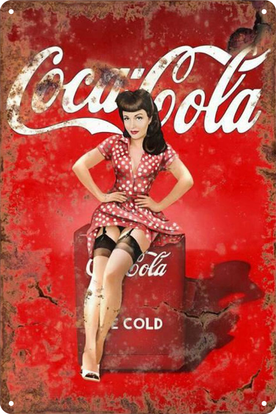 Coca Cola Pip Up Sexy Girl Tin Sign Ice Cold Retro 20x30cm