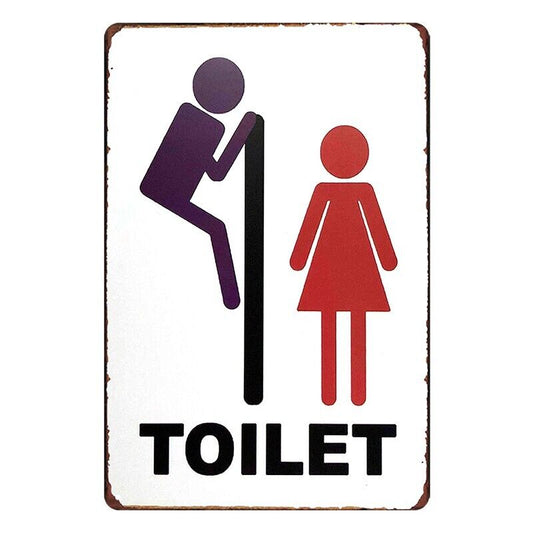 Tin Metal Sign Toilet Restroom 20x30cm Rustic Look Vintage