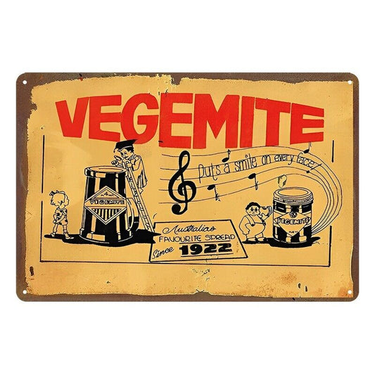 Tin Metal Sign Vegemite Australias Favourite Spread 20x30cm Rustic Vintage