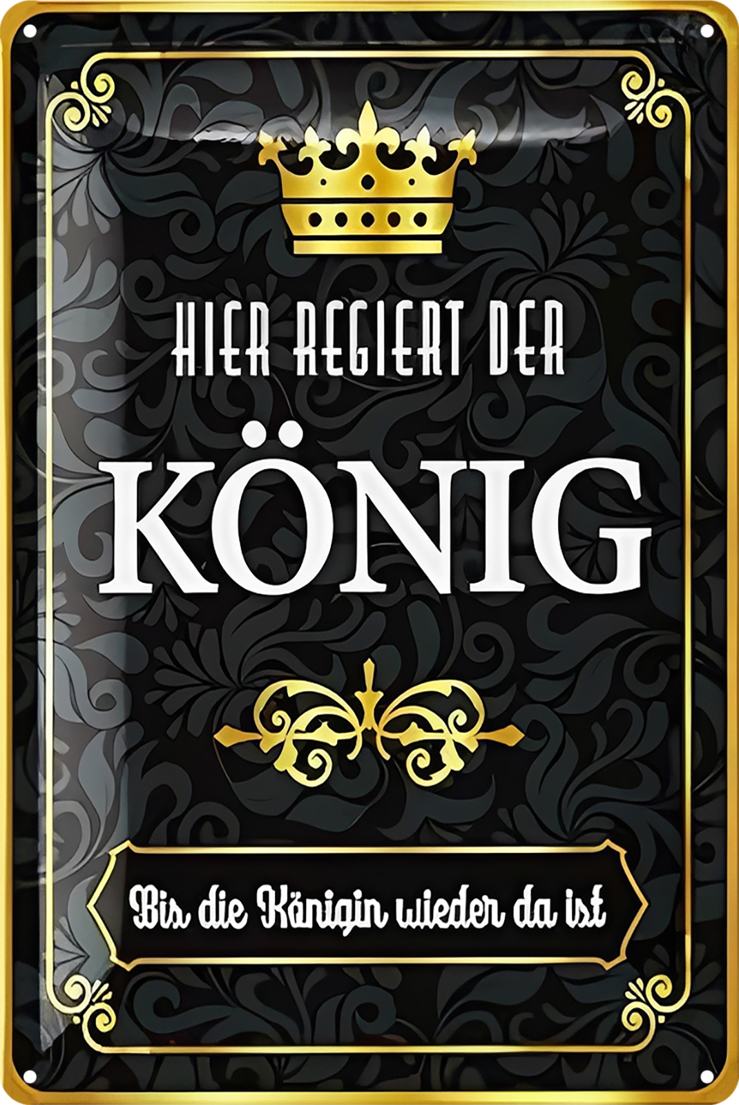 Here The King Is Undertaken Tin Sign Hier Regiert Der König Retro 20x30cm