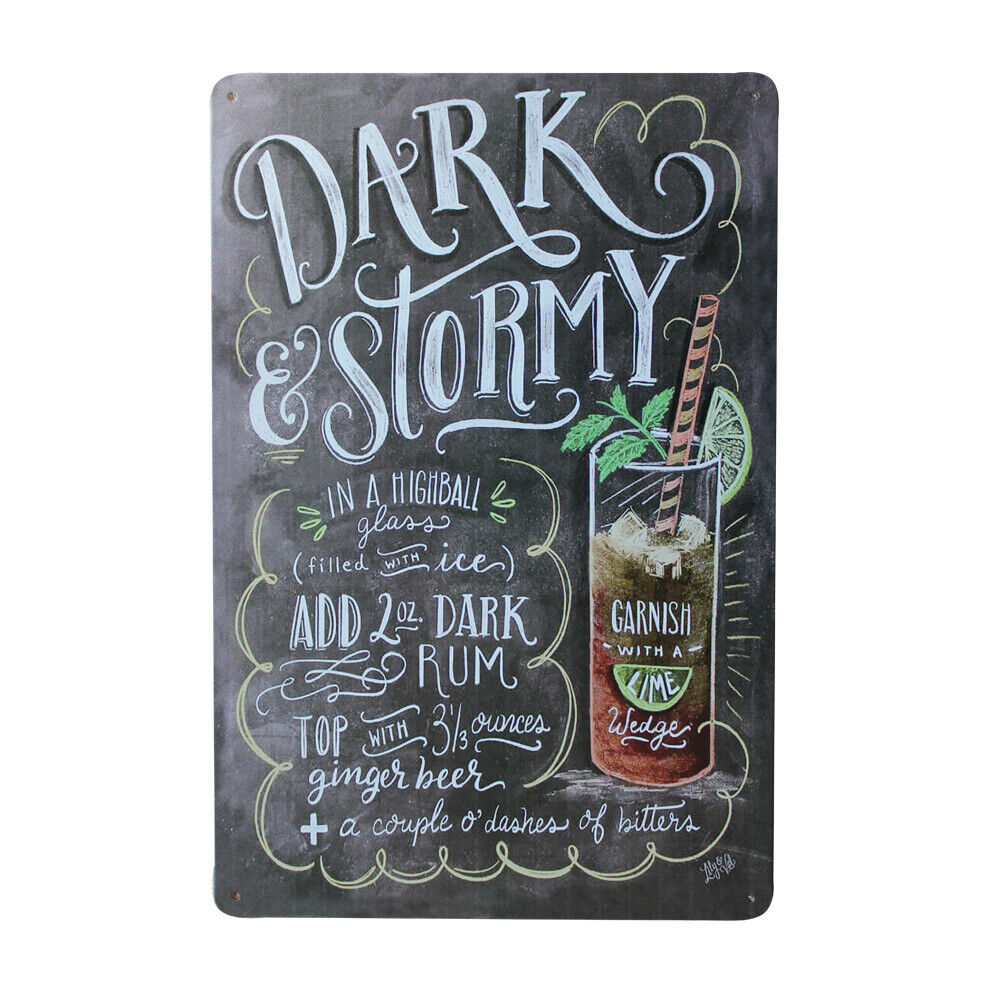 Metal Tin Sign Dark & Stormy Cocktails Man Cave Brand New 200x300mm