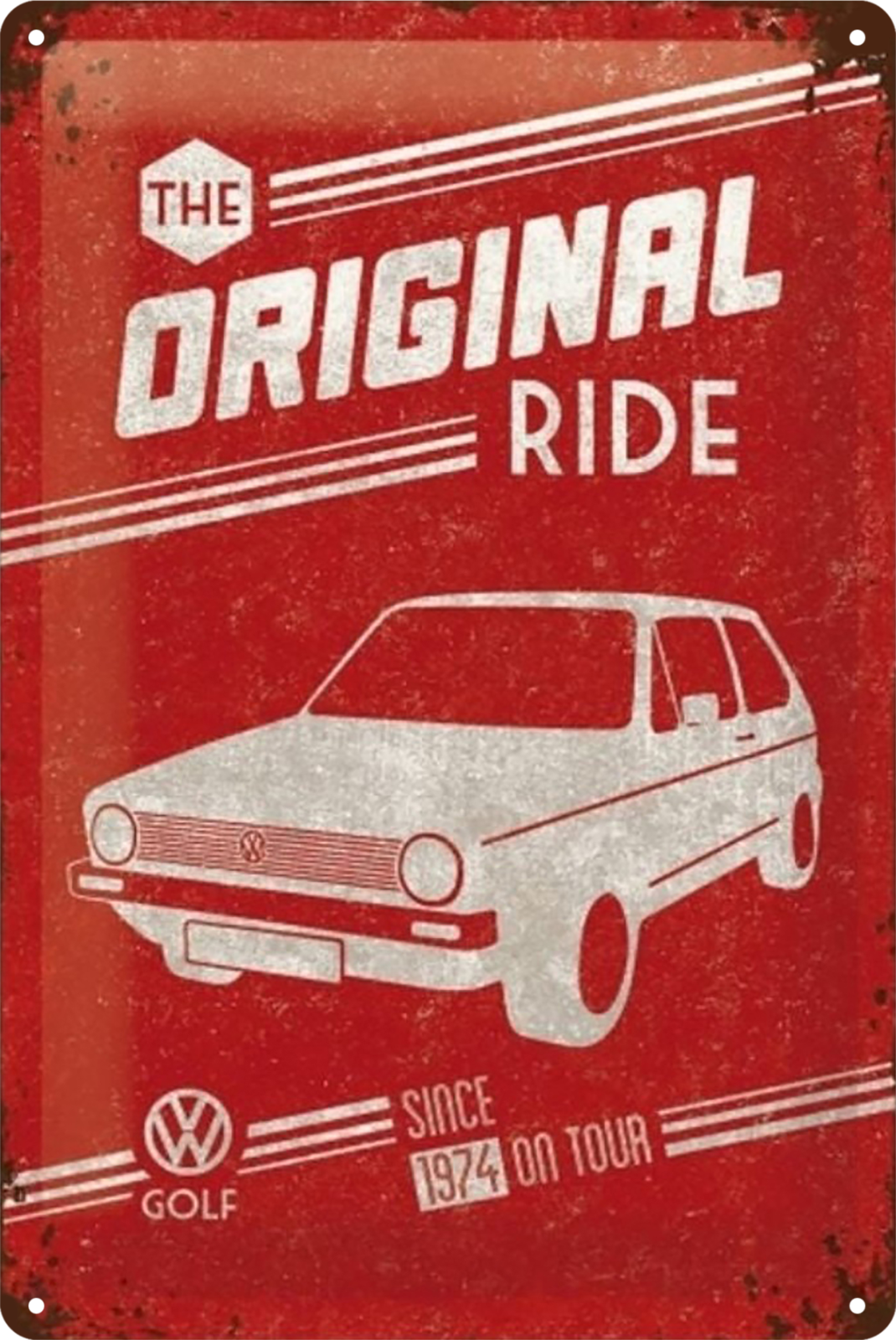 Golf Vw Volks Wagen The Original Ride On Tour Tin Sign Rustic Retro 20x30cm