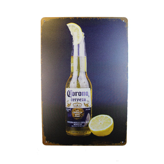 Tin Sign  Beer Lemon  Sprint Drink Bar Whisky Rustic Look