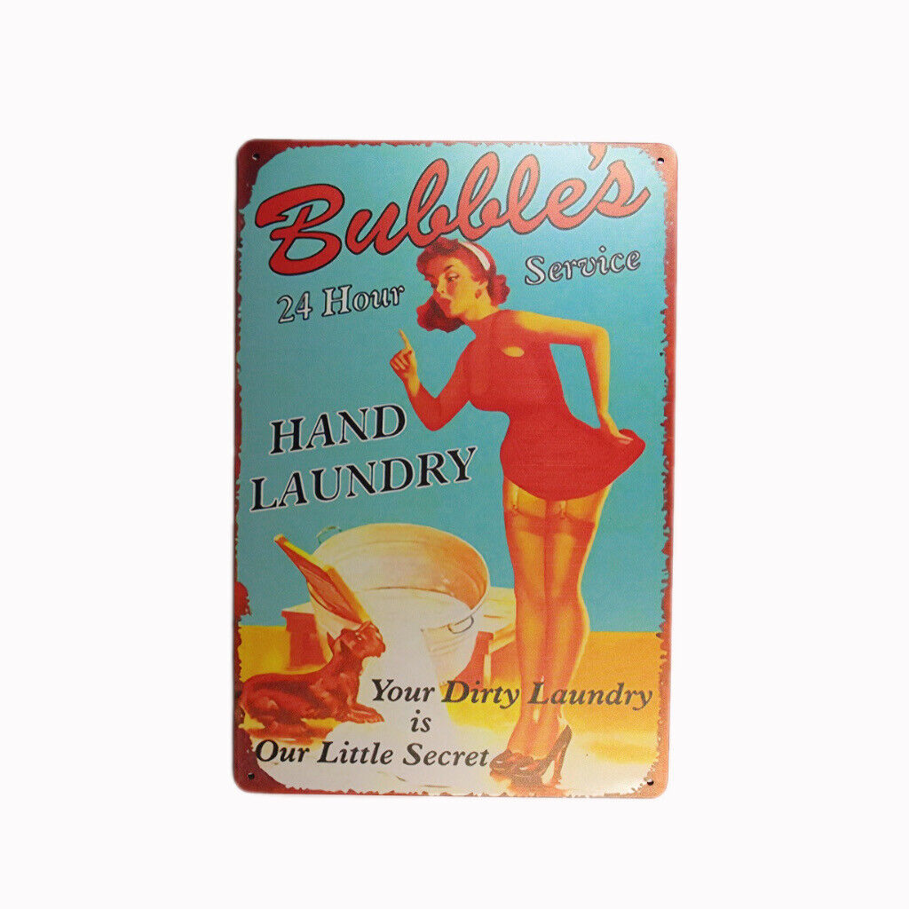 Tin Sign  Hand Laundry 24h Service Sprint Drink Bar Whisky Rustic Look