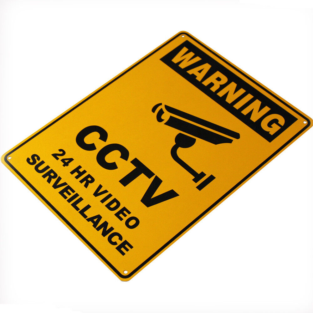 Warning Sign Metal Security Camera Cctv 300x200mm Under 24h Surveillance Outdoor