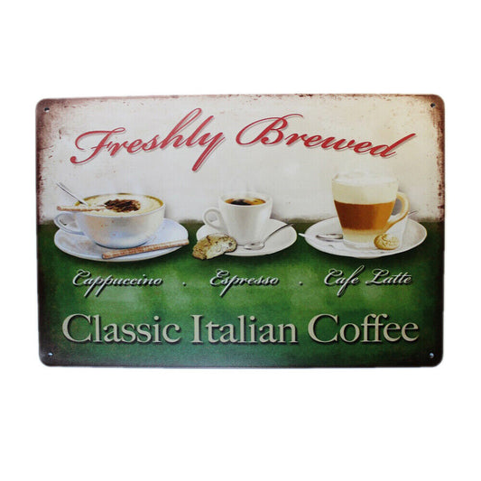 Tin Sign  Freshly Coffee Sprint Drink Bar Whisky Rustic Look