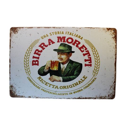 Tin Sign Birra Moretti  Sprint Drink Bar Whisky Rustic Look