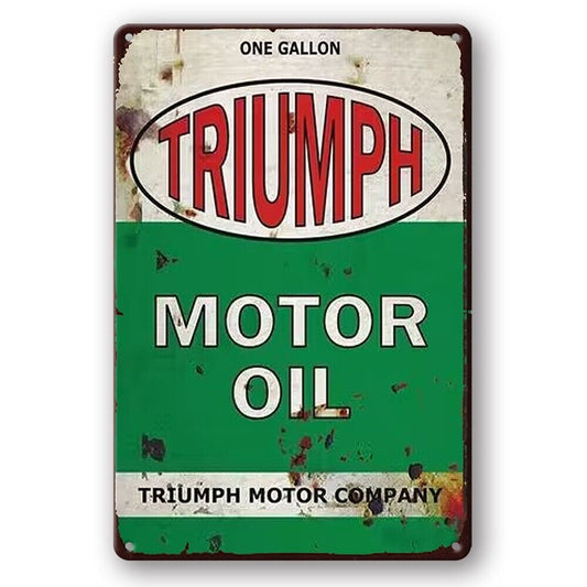 Tin Sign Triumph Motor Oil One Gallon Car Rustic Decorative Vintage