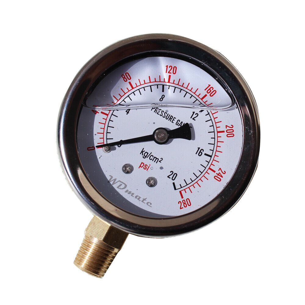 Liquid Oil Filled Pressure Gauge 63mm 2.5”280psi 20kg/cm Bar 1/4″bspt Fuel Mete