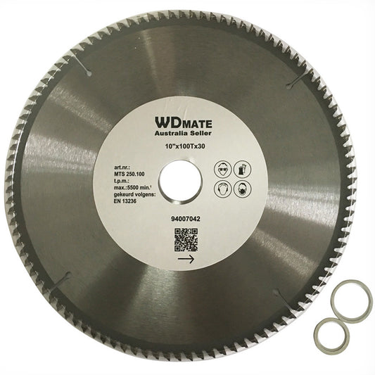 250mm Aluminum Plastic Circular Saw Blade Saw Cutting Disc 100t 10″ 30/25.4tct