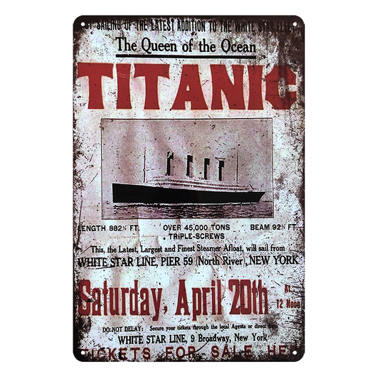 Titanic Post Rustic Metal Sign Vintage Tin Decorative Bar